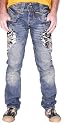 ED HARDY by Christian Audigier Mens Jerry Wash Denim Tattoo Tiger Head Jeans 34" Inseam