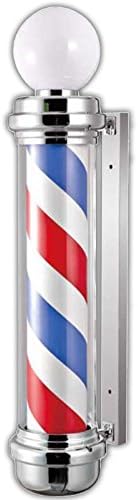 Barber Shop Globe Light 32" Pole Classic Motorized Rotating Stripes Salon Display Sign