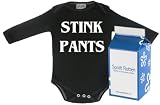 Spoilt Rotten - Stink Pants Long Sleeve Babygrow / Bodysuit Funny Slogan 100% Organic Sizes 6-12 months WHITE/BLACK in funky Milk Carton