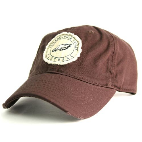 Philadelphia Eagles Tattered Patch Slouch Fit Baseball Hat - Washed Chocolate Brown