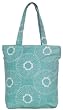 Cotton Canvas Aqua Blue and White Flowers Book Bag with Cloth Handles 15"Lx15"H Set/2