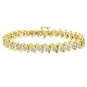 10k Yellow Gold Diamond S-Link Tennis Bracelet (3 cttw, I-J Color, I1-I2... by