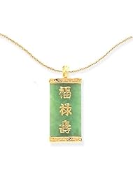 Jade and 14k gold good luck, wealth, and long life pendant