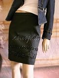 $1270 BLUMARINE Stretchy Black Beaded Short Skirt 42 8