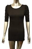 New Ladies Ruched Short Sleeved Long Top Womens 8 - 14