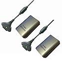 2 PACK OF XBOX 360 , XBOX 360 ELITE AND XBOX 360s PLAY AND CHARGE KIT IN SILVER - XBOX 360 RECHARGEBALE BATTERY PACK - Hi-TEC ESSENTIALS