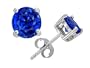 3.00 cttw 7mm Genuine Round Created Sapphire Earring Stud in 14 kt White Gold