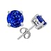 3.00 cttw 14k Gold 7mm Genuine Round Created Sapphire Earring Stud in 14k White Gold