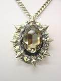 Large Sparkly Crystal Stone Rocker Pendant with Metal Spikes Unisex as worn by Adam Lambert on American Idol
