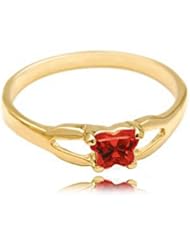10k Yellow Gold ChildS January Red Cubic Zirconia Birthstone Ring - Bfly