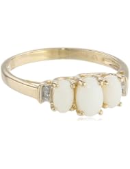 10k Yellow Gold Birthstone 3-Stone with Diamond Accent Ring