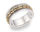 14K Solid Two-Tone Design Wedding Band Ring