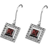 14K White Gold Chatham Created Ruby & Diamond Earring
