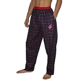 Mens MLB Cleveland Indians Plaid Cotton Thermal Sleepwear / Pajama Pants - Dark Blue & Red (Size: S)
