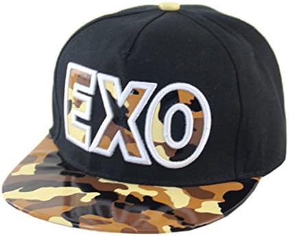 Alwin Bold Exo Floral Snapback Sunhat Baseball Cap Poping Hobo Hipster Brim Hat Brown