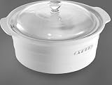 Pyrex - Classic - Cocotte - Rond - Couvercle verre - Céramique - Blanc - 2,5 litres (Import Grande Bretagne)