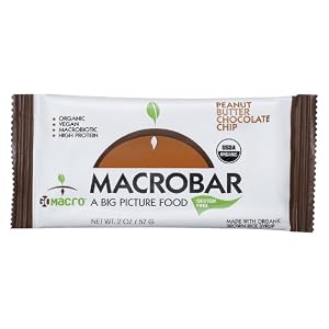 MACROBARS Organic Peanut Butter Chocolate Chip, 2.5 oz Bars (Pack of 15)