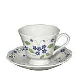 Andrea By Sadek Forget Me Not Cup And Saucer -blue (set Of 4