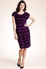 Scoop Neck Circle Print Pleated Shift Dress
