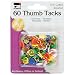 Charles Leonard Thumb Tacks - Assorted Colors - Vinyl Coated - 60/Card, 80991