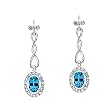 14K White Gold Aquamarine and Diamond Earrings