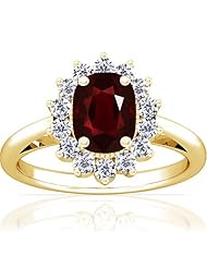 18K Yellow Gold Cushion Cut Ruby Ring With Sidestones (GIA Certificate)