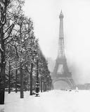 Paris In The Snow (Eiffel Tower) Art Poster Print - 16 X 20