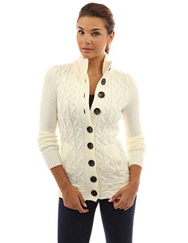 PattyBoutik Women's Mock Neck Cable Knit Cardigan