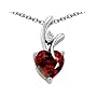 1.95 cttw 925 Sterling Silver 14K White Gold Plated Genuine Heart Shaped Garnet Pendant
