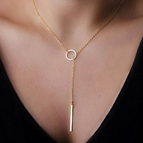 1Pc Gold Women Metal Ring Stick Pendant Charming Necklace