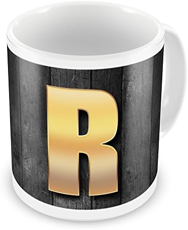 Coffee Mug R characters, letter blackwood yellow - Neonblond