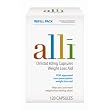Alli Weight-Loss Aid, Orlistat 60mg Capsules, 120-Count Refill Pack ~ alli
