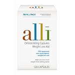Alli Weight-Loss Aid, Orlistat 60mg Capsules, 120-Count Refill Pack