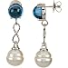 14K White Gold Paspaley South Sea Cultured Pearl and London Blue Topaz Cabochon Earrings - 12.00mm