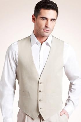Collezione Linen Blend 4 Button Waistcoat With Silk