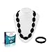 Beabies Breastfeeding Necklace - Teething Necklace for Mom to Wear and Bracelet/Bangle are Smart Baby Shower Gifts - Teether Beads Provide Soothing Pain Relief (Black)