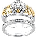 14K White Gold Diamond Bridal Engagement Band Ring