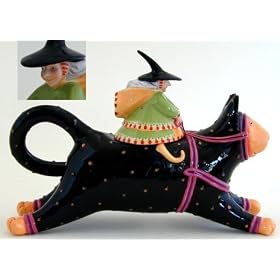 Department 56 Witch on Cat Teapot New in Box