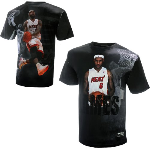 NBA Men's Miami Heat LeBron James Sublimated High Definition Photo Tee Shirt (Black, XX-Large)