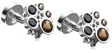 SEVEN (London) Sterling Silver MA2017-SMKCZ Smokey CZ Cluster Cufflink