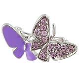 Purple Enamel Rhinestone Butterfly Animal Pin Brooch