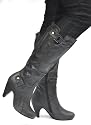 Ladies Round Toe Knee High Heel Womens Boots Size 3-8