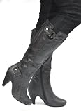 Ladies Sexy Round Toe Knee High Mid Heel Womens Boots
