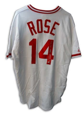 Autographed Pete Rose Cincinnati Reds Big Red Machine Majestic Throwback White Jersey