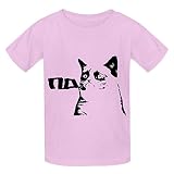 Grumpy Cat Stencil Banksy Style Graph Girls Crew Neck Graphic T-shirt Pink