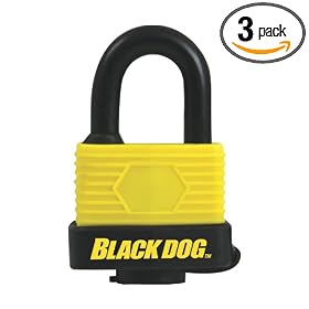 Black Dog 55130 Weatherproof Padlock Keyed Alike, 2-5/16 Inch, 3 Pack