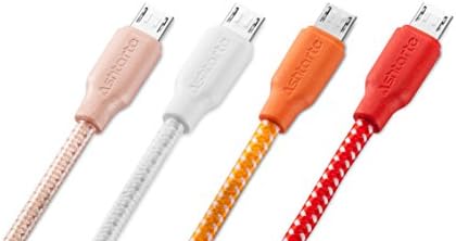 Micro USB Cable, 4 Pack Ashtarte 6.6ft 2m USB 2.0 a Premium Nylon Braided High Speed Data Sync Charger Cord for Android, Samsung Galaxy S6 Edge Plus/note 5, HTC and More (Red,orange,white,rose Gold)