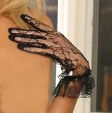 Elegant Moments Lace wrist length gloves w/ ruffle trim 1260