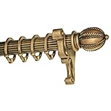 IMAGE OF Harome Designs Laurel Finial Complete Curtain Rod Hardware Set 4Ft Wood Pole Antique Bronze