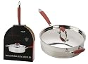 Ethos Hells Kitchen Frypan with lid, Stainless Steel Red Handles, 24 cm